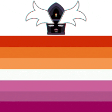 a purple and orange striped background with a drawing of a face on it