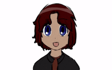 a drawing of a person with blue eyes and red hair