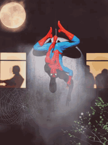 Spiderman Peace Sign Spiderman Coming Down GIF - Spiderman Peace Sign Spiderman Coming Down Marvel Exhibit Spiderman GIFs