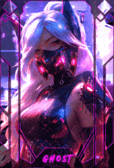 a picture of a woman with a mask and the word ghost on it