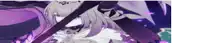 a girl with purple hair is holding a purple sword in a video game .