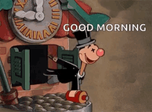 Good Morning Cartoon Clock GIF