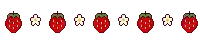 a row of strawberries with green stems and leaves on a white background