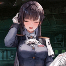 a girl in a military uniform has the word marlboro on her chest