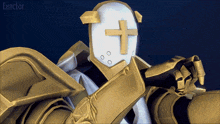 a video game character with a cross on his head and the name exector on the bottom right