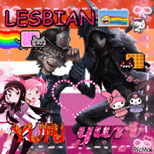 a collage of anime characters with the words lesbian yuri yuri