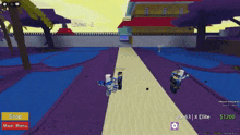 a video game is being played on a computer and a person is walking down a path .