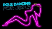 jesus pole dance neon lights halo