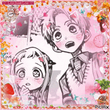 a picture of a boy and a girl with the words sweet love on the bottom