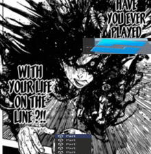 a black and white image with the words " have you ever played with your life on the line !!! "