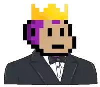 a pixel art of a man in a tuxedo with a crown
