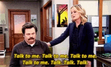 Ron And Leslie Parks And Recs GIF - Ron And Leslie Parks And Recs Talk To Me GIFs