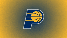 a blue and yellow logo for the indiana pacers basketball team