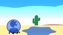 a cartoon illustration of a cactus and a ball