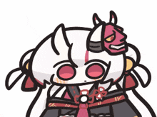 a cartoon drawing of a girl with horns and a star in her eyes