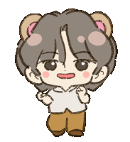a cartoon drawing of a person with a teddy bear ear