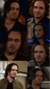 a collage of images of a man with long hair and a beard .