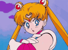 a cartoon of a girl with a heart on her forehead holding a sword .
