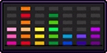 a rainbow colored equalizer with a black background and a purple frame .