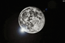 a full moon is shining brightly in the dark sky .