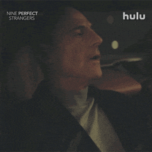 an advertisement for nine perfect strangers shows a man in a suit saying not tonight