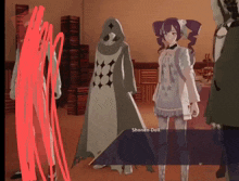 a video game character named shonen-doll is talking to a girl