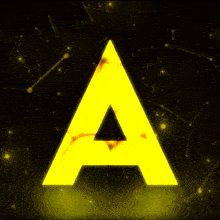 a yellow letter a is surrounded by lightning