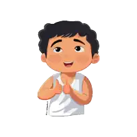 a boy in a white tank top gives two thumbs up