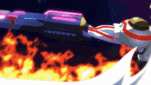 a cartoon drawing of a space ship flying through the air