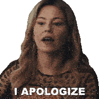 a woman says i apologize while wearing a leopard print top