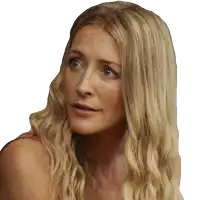 a close up of a woman 's face with blonde hair