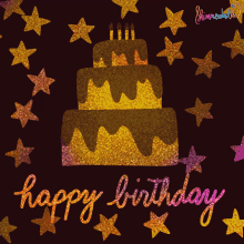 Happy Birthday Birthday Cake GIF - Happy Birthday Birthday Cake Stars GIFs