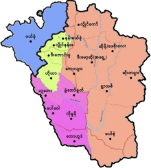 a map of myanmar showing the borders of the different states