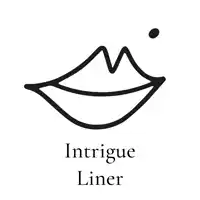 a drawing of a woman 's lips with a pencil and the words intrigue liner underneath it