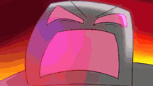 a pixel art drawing of a cartoon character with his mouth wide open
