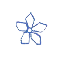 a drawing of a blue flower with a white background