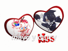 two hearts with mayo y darcy written on the bottom
