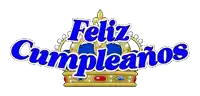 a feliz cumpleanos sign with a crown in the background