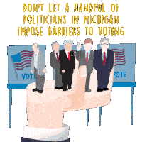 Dont Let A Handful Of Politicians In Michigan Impose Barriers To Voting Vote Sticker - Dont Let A Handful Of Politicians In Michigan Impose Barriers To Voting Vote Votes Stickers