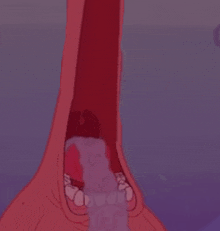 a close up of a person 's mouth with water coming out of it and a purple background .