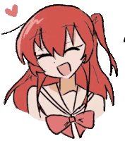 a drawing of a girl with red hair and a heart above her