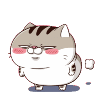a cartoon cat with a puff of smoke coming out of it 's tail .