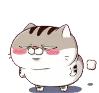 a cartoon cat with a puff of smoke coming out of it 's tail .