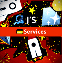 an advertisement for j 's services shows a rocket in space