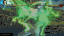 a screenshot of a video game shows a character named goku fighting another character named america