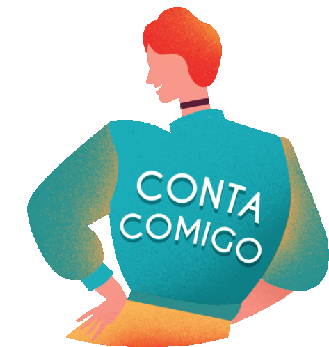 Jacket With Caption I Got Your Back In Portuguese Sticker - Proudly Me Conta Comigo Count On Me Stickers