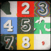 colorful squares with the numbers 1 2 3 4 5 6 7 8 and 9 on them