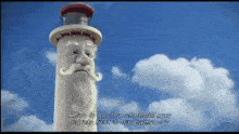 a lighthouse with a beard and mustache has a caption that says ' elsa is such a cheerful guy '