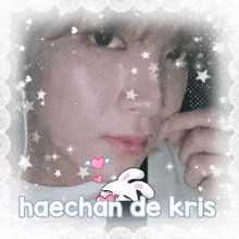 a picture of haechan de kris with a bunny and hearts