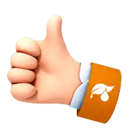 a cartoon hand is giving a thumbs up with an orange wristband